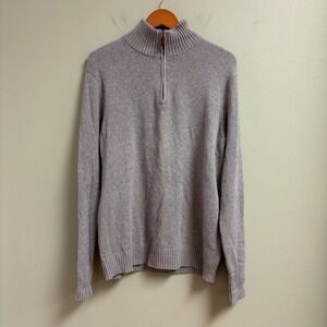 J. CREW Mens Cotton Cashmere Sweater Gray Size L Quiet Luxury Old Money Classic